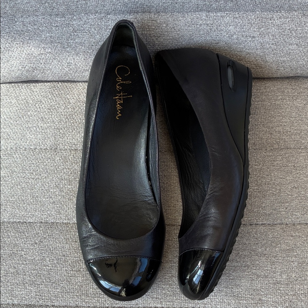 Cole Haan Nike Air (7B) Black Leather Wedge Ballerina Women's Shoes